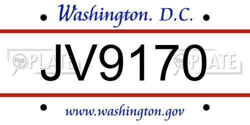 JV9170 District Of Columbia License Plate