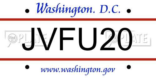 JVFU20 District Of Columbia License Plate
