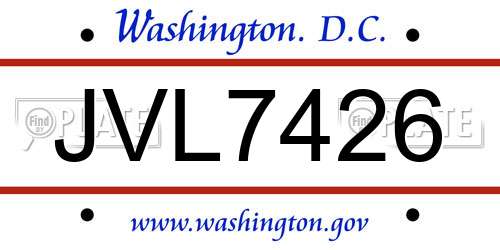 JVL7426 District Of Columbia License Plate