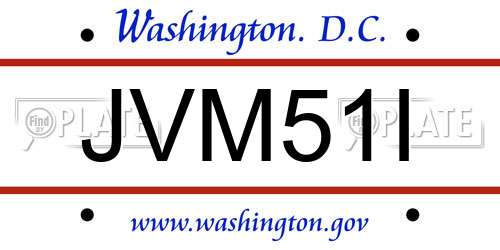 JVM51I District Of Columbia License Plate