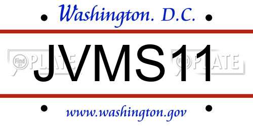 JVMS11 District Of Columbia License Plate