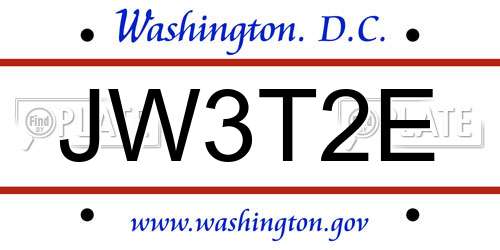 JW3T2E District Of Columbia License Plate