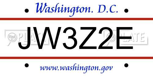 JW3Z2E District Of Columbia License Plate