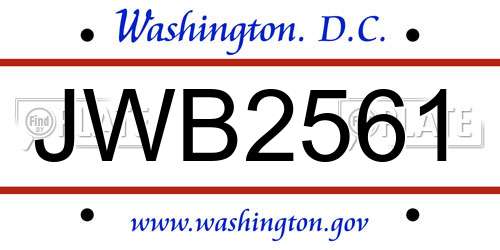 JWB2561 District Of Columbia License Plate