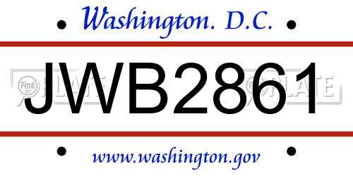 JWB2861 District Of Columbia License Plate