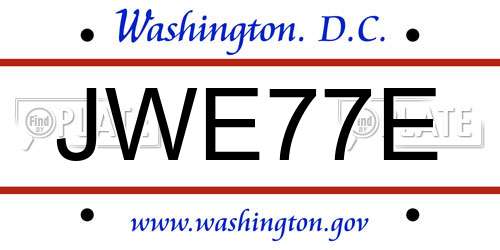JWE77E District Of Columbia License Plate