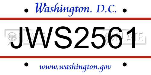 JWS2561 District Of Columbia License Plate