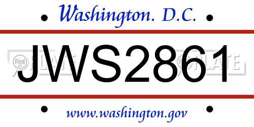 JWS2861 District Of Columbia License Plate