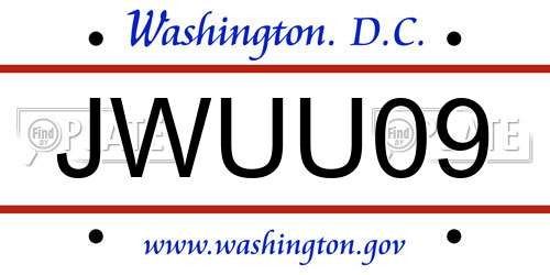 JWUU09 District Of Columbia License Plate