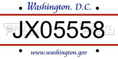 JX05558 District Of Columbia License Plate