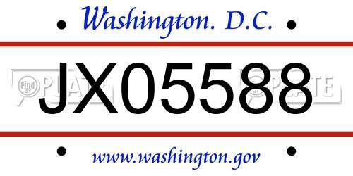 JX05588 District Of Columbia License Plate