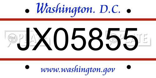 JX05855 District Of Columbia License Plate