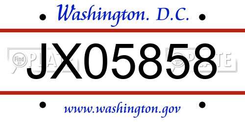 JX05858 District Of Columbia License Plate