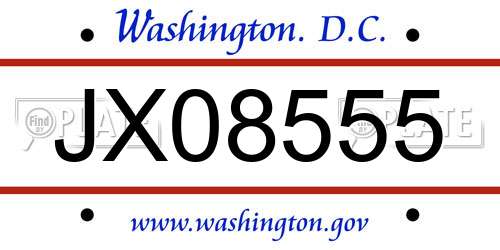 JX08555 District Of Columbia License Plate