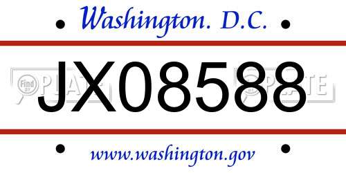 JX08588 District Of Columbia License Plate