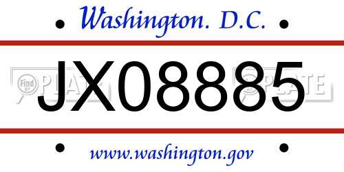JX08885 District Of Columbia License Plate