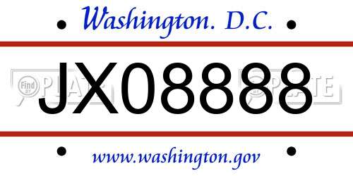 JX08888 District Of Columbia License Plate