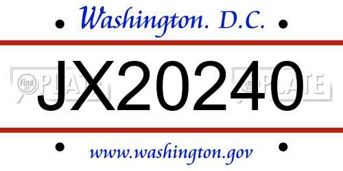 JX20240 District Of Columbia License Plate