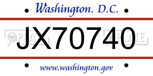 JX70740 District Of Columbia License Plate