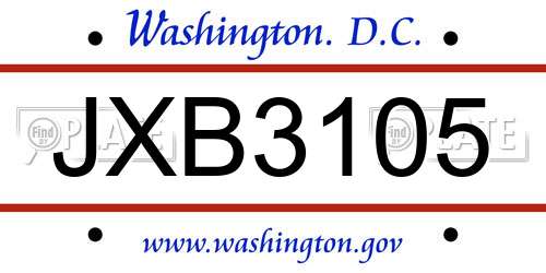 JXB3105 District Of Columbia License Plate