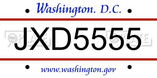 JXD5555 District Of Columbia License Plate