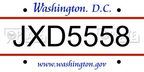 JXD5558 District Of Columbia License Plate