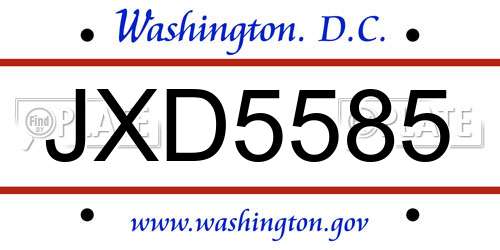 JXD5585 District Of Columbia License Plate