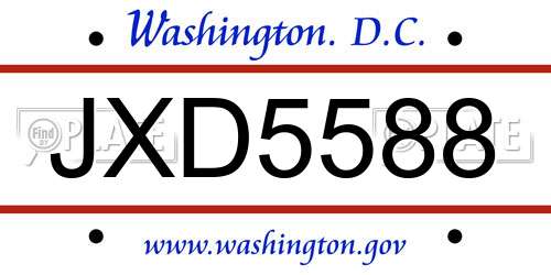 JXD5588 District Of Columbia License Plate