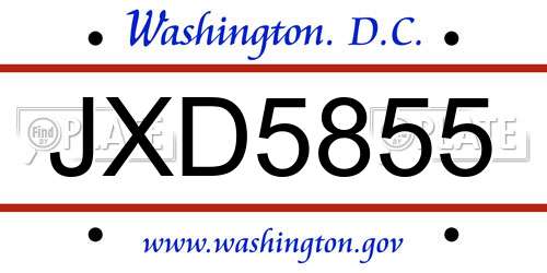 JXD5855 District Of Columbia License Plate