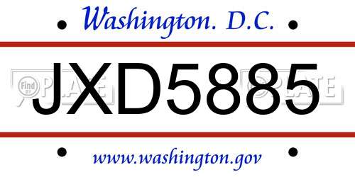 JXD5885 District Of Columbia License Plate