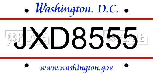 JXD8555 District Of Columbia License Plate