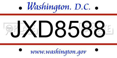 JXD8588 District Of Columbia License Plate