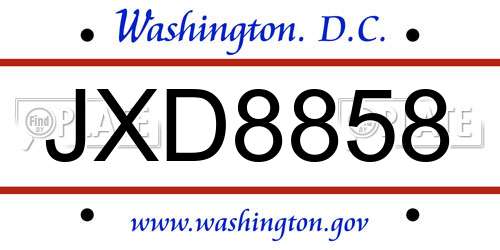 JXD8858 District Of Columbia License Plate