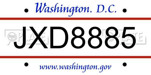 JXD8885 District Of Columbia License Plate