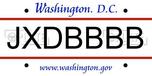 JXDBBBB District Of Columbia License Plate