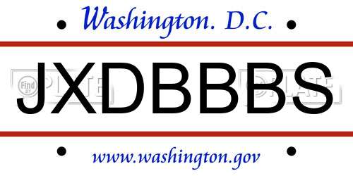 JXDBBBS District Of Columbia License Plate