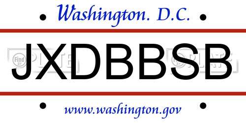 JXDBBSB District Of Columbia License Plate
