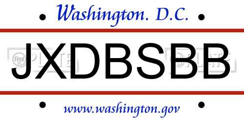 JXDBSBB District Of Columbia License Plate