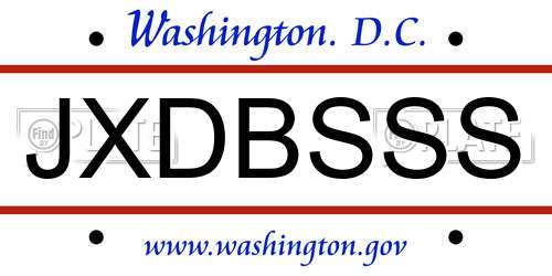 JXDBSSS District Of Columbia License Plate