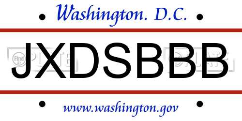 JXDSBBB District Of Columbia License Plate