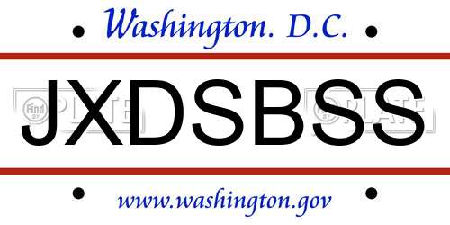 JXDSBSS District Of Columbia License Plate