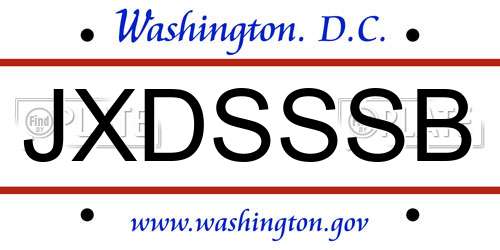 JXDSSSB District Of Columbia License Plate