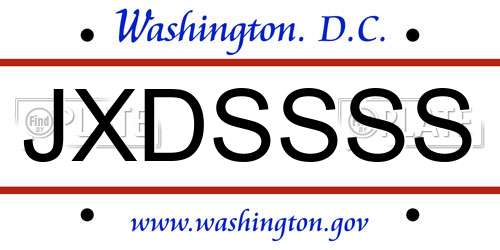 JXDSSSS District Of Columbia License Plate