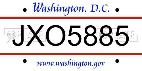 JXO5885 District Of Columbia License Plate