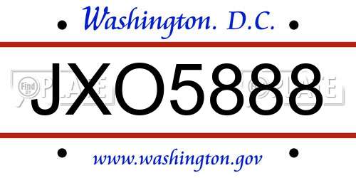 JXO5888 District Of Columbia License Plate