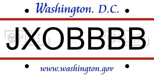 JXOBBBB District Of Columbia License Plate