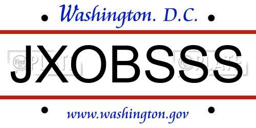 JXOBSSS District Of Columbia License Plate