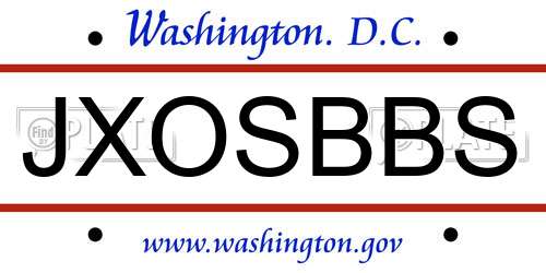 JXOSBBS District Of Columbia License Plate
