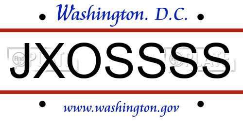 JXOSSSS District Of Columbia License Plate