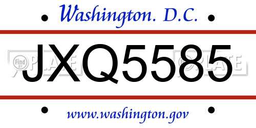 JXQ5585 District Of Columbia License Plate